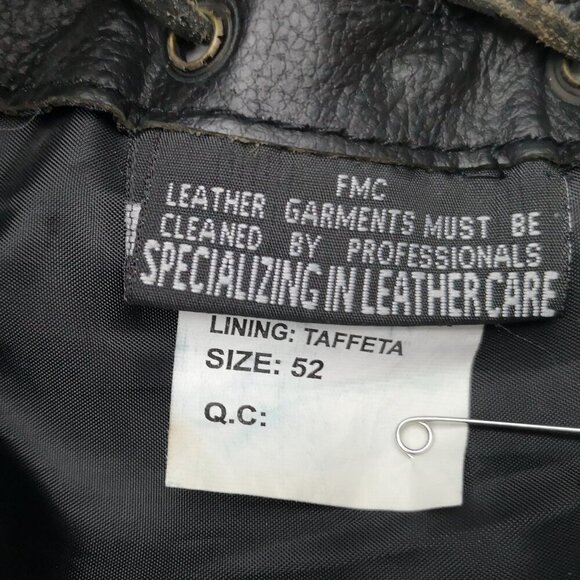 FMC by First Manufacturing Co. Inc. Men's Size 52 Black Lined Leather Vest - Picture 5 of 9
